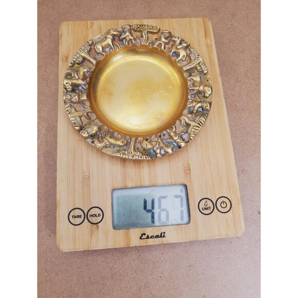 Brutalist Folk Art Brass Dish Catchall | Vintage Mid Century Decorative Relief - Picture 10 of 10